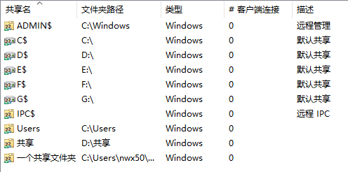 查看此电脑上所有共享文件夹