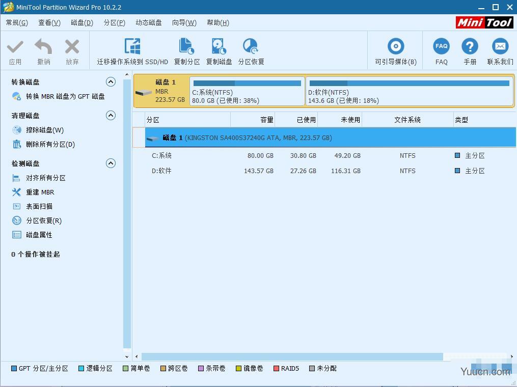 磁盘分区管理软件 MiniTool Partition Wizard Pro v10.2 32 免安装绿色单文件版