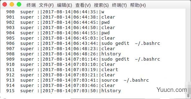 linux怎么在history命令中前面显示日期?