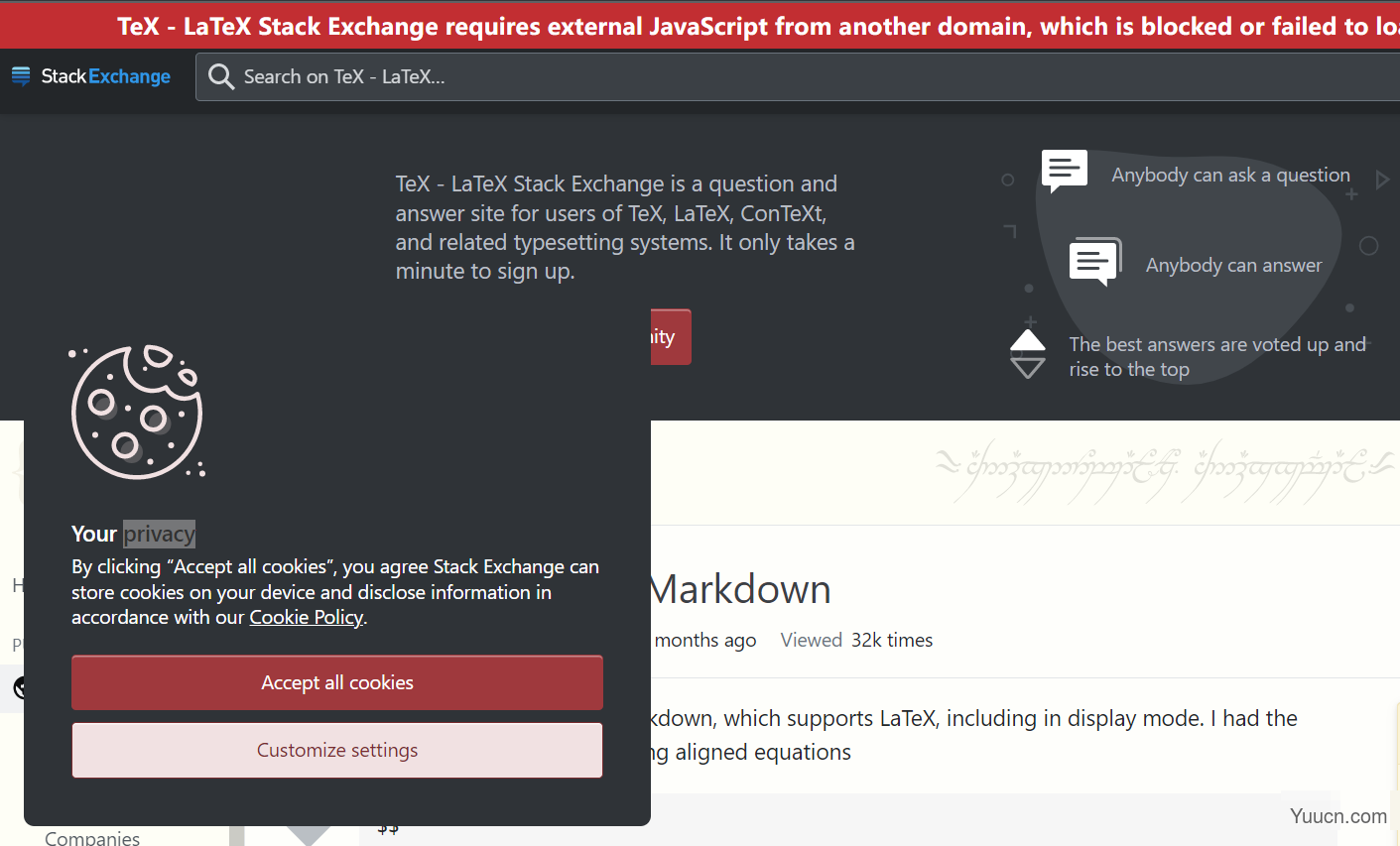 关闭StackExchange等平台的privacy收集窗口