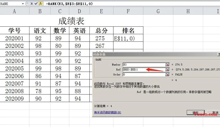 排名函数(Rank)的使用