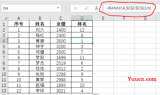 函数专题五--RANK函数排名