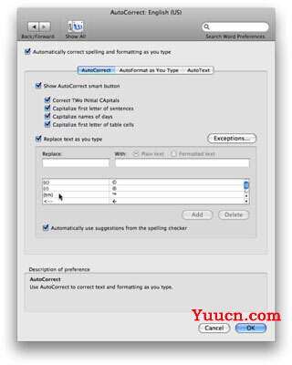 在Mac的Office 2008中使用自动更正！