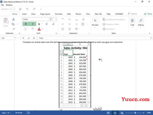 如何使用Word 2019共享Excel 2019数据