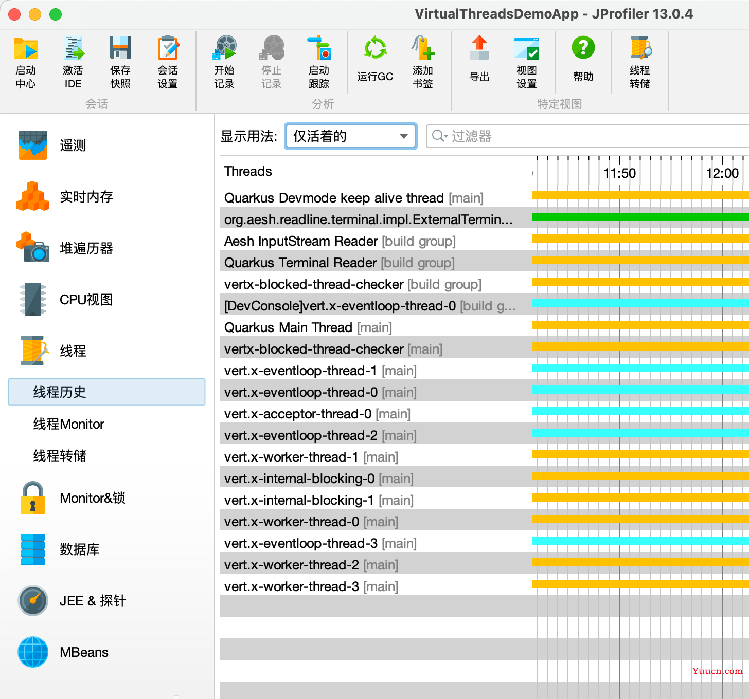 支持JDK19虚拟线程的web框架，之三：观察运行中的虚拟线程