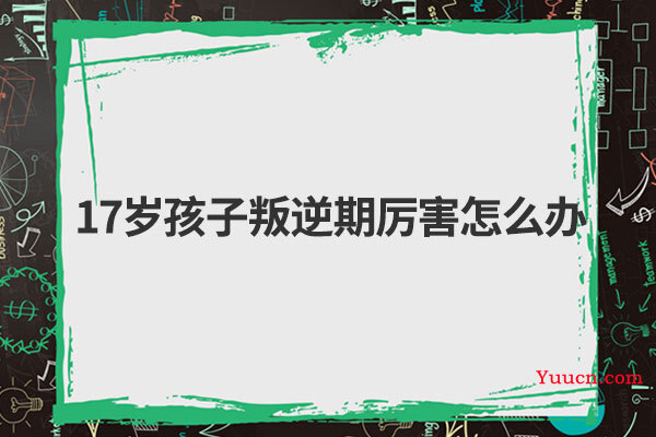 17岁孩子叛逆期厉害怎么办