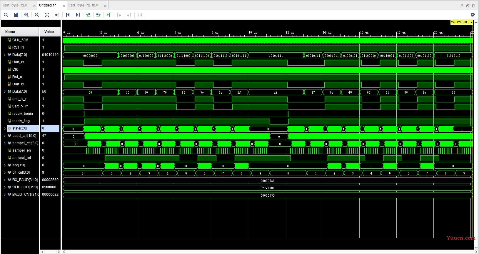 串口接收模块——verilog实现