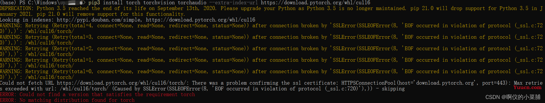 AssertionError：Torch not compiled with CUDA enabled