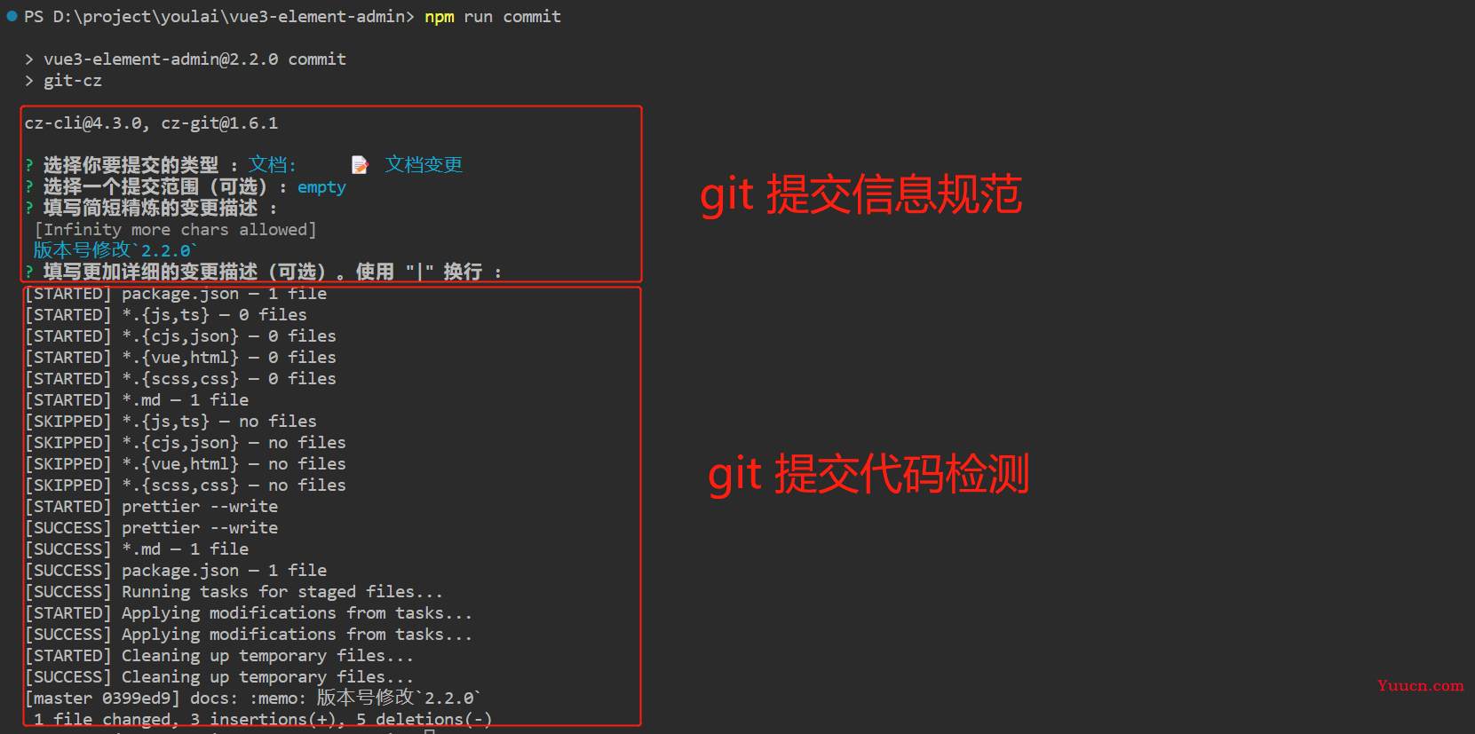 【vue3-element-admin】Husky + Lint-staged + Commitlint + Commitizen + cz-git 配置 Git 提交规范