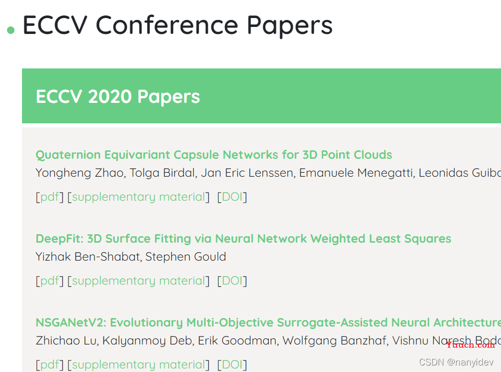 计算机视觉会议（CVPR，ECCV，ICCV，NIPS，AAAI，ICLR等）