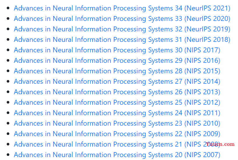 计算机视觉会议（CVPR，ECCV，ICCV，NIPS，AAAI，ICLR等）