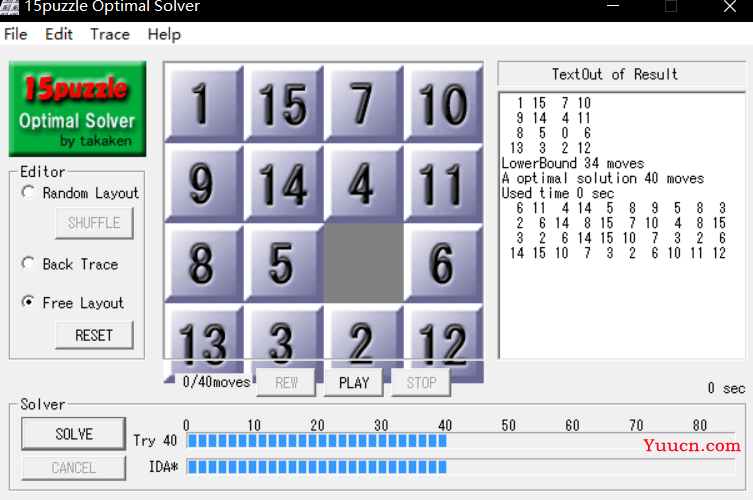 【人工智能大作业】A*和IDA*搜索算法解决十五数码（15-puzzle）问题 （Python实现）（启发式搜索）