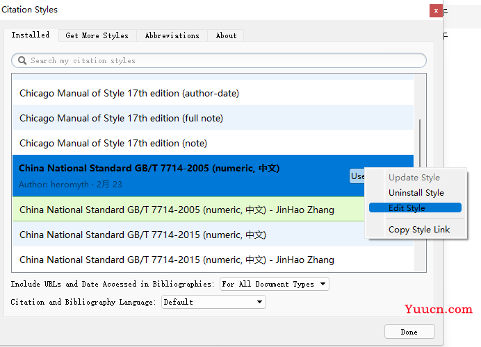 用Bibtex导出GB/T 7714等格式引用的方法