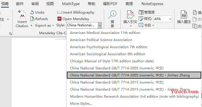 用Bibtex导出GB/T 7714等格式引用的方法