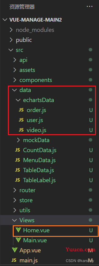 【前端】Vue+Element UI案例：通用后台管理系统-Echarts图表：折线图、柱状图、饼状图