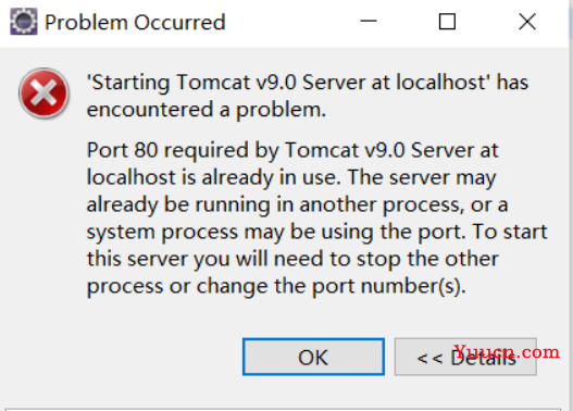 Server Tomcat v9.0 Server at localhost failed to start问题