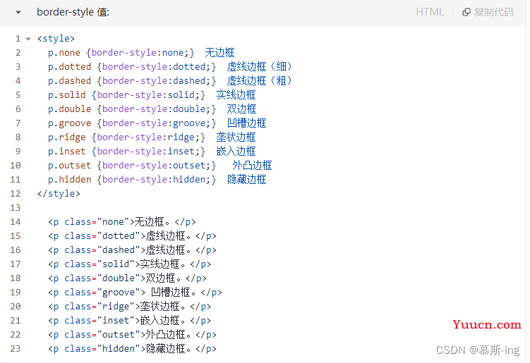 CSS给元素添加边框（样式、颜色、宽度）