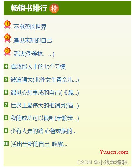 【前端客栈】使用CSS实现畅销书排行榜页面